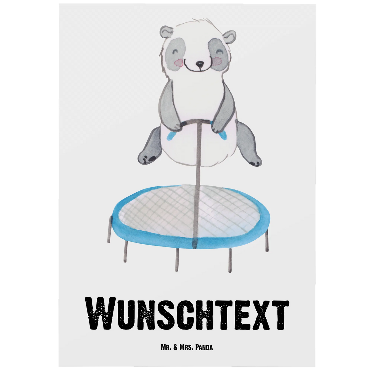 Personalised postcard panda trampoline jumping Gift, sport, hobby, giving, thank you, award, profit, athlete, trampoline jumping, gym, trampoline gymnastics