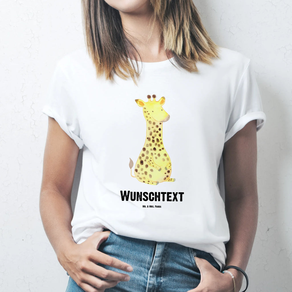 Rozmiar L Personalizowana koszulka żyrafa Zadowolony T-Shirt mit Aufruck, Wunschtext, T-Shirt mit Namen, T-Shirt Personalisiert, Bedrucken, Wildtiere, Afrika, Glück, Zufrieden, Giraffe, Abenteuer