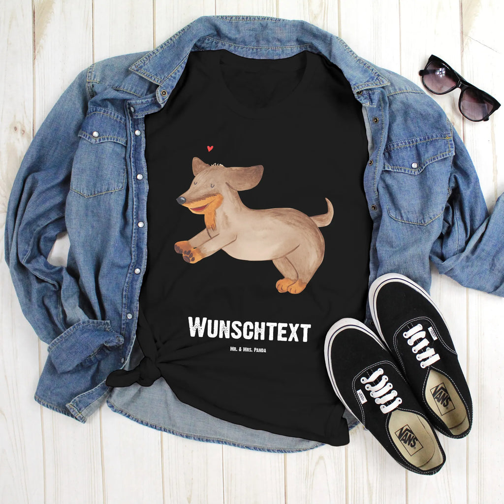 Personalised T-Shirt Dog dachshund T-Shirt Personalisiert, Wunschtext, T-Shirt mit Namen, T-Shirt mit Aufruck, Bedrucken, Hundemotiv, Hund, Haustier, Tierliebhaber, Sprüche, Hunderasse, Hundebesitzer, Dachshund, Dackel, Happy Dog, Hunde