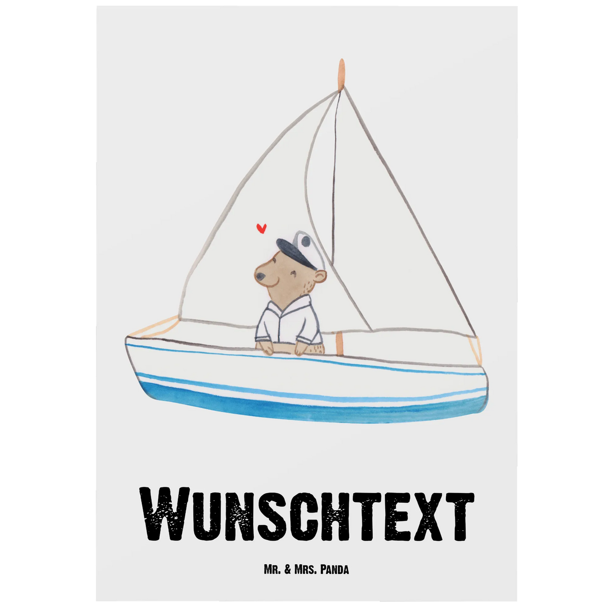 Personalised postcard bear Sail Gift, sport, hobby, giving, thank you, award, profit, athlete, sailing school, sailing trip, sailing, yacht club, sailing boat