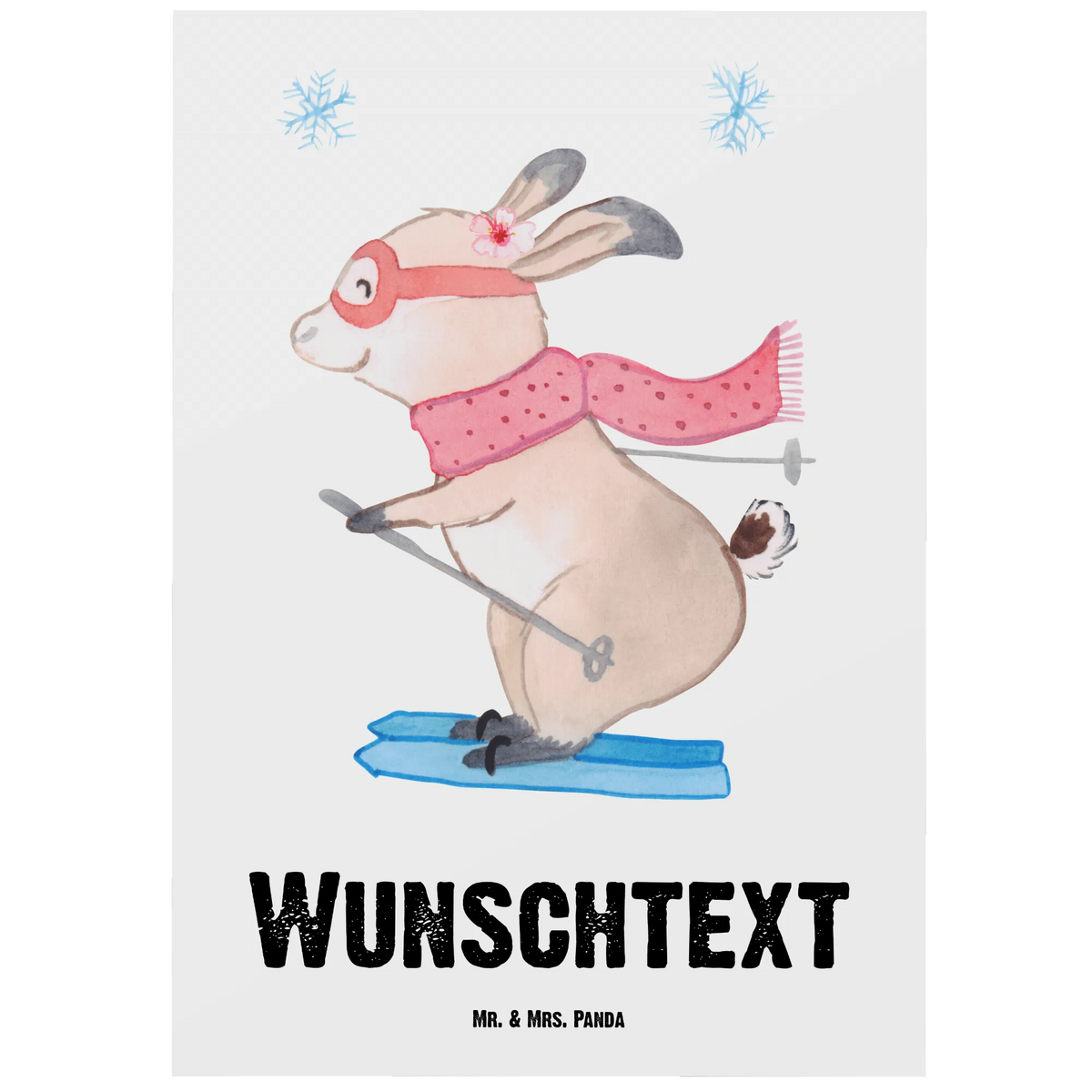 Personalised postcard Hare To ski Gift, sport, hobby, giving, thank you, award, profit, athlete, skiing, Skiing, ski competition, ski race, ski sport