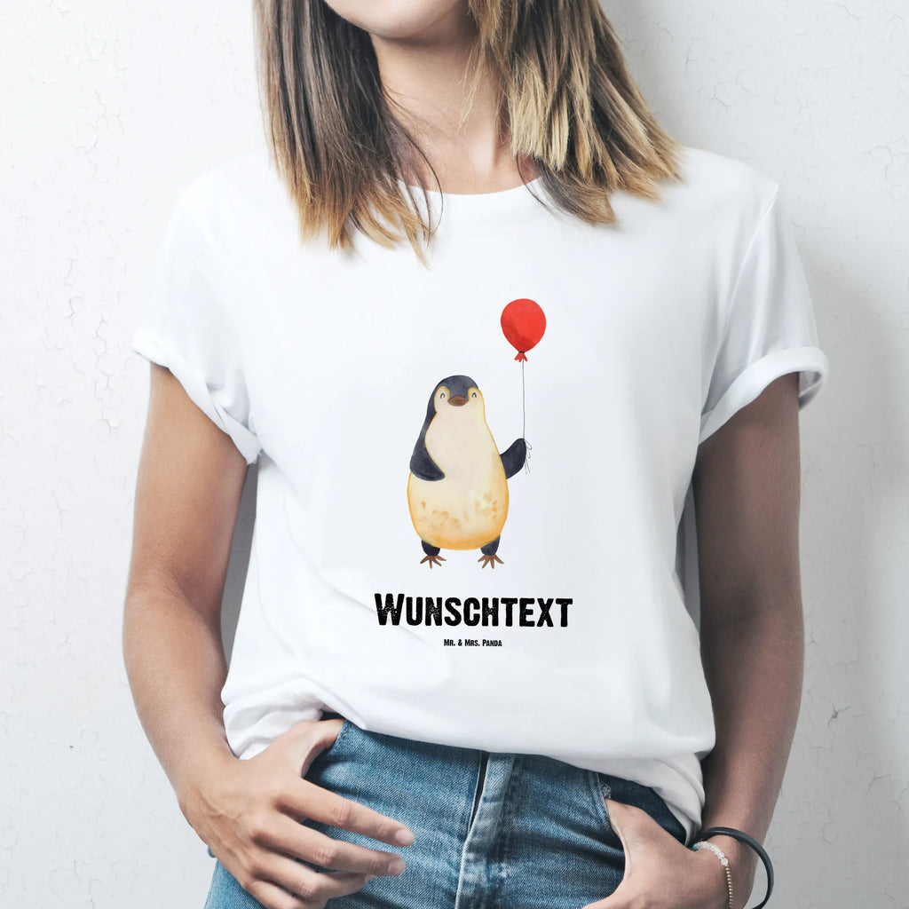 Rozmiar L Personalizowana koszulka pingwin balon Wunschtext, Bedrucken, T-Shirt mit Aufruck, T-Shirt mit Namen, T-Shirt Personalisiert, Pinguin, Liebe, Neustart, Pinguine, Luftballon, Geschenkidee, Tagträume, Lebenslust, Geschenk Freundin, Neues Leben, Glück, Motivation, Beste Freundin