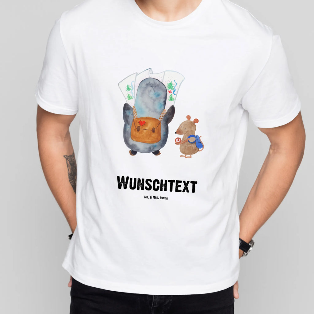 Rozmiar L Personalizowana koszulka Pingwin i Mysz Wędrowcy T-Shirt mit Aufruck, T-Shirt mit Namen, Bedrucken, T-Shirt Personalisiert, Wunschtext, Pinguin, Abenteurer, Roadtrip, Pinguine, Ausflug, Abenteuer, Wandern, Wanderlust