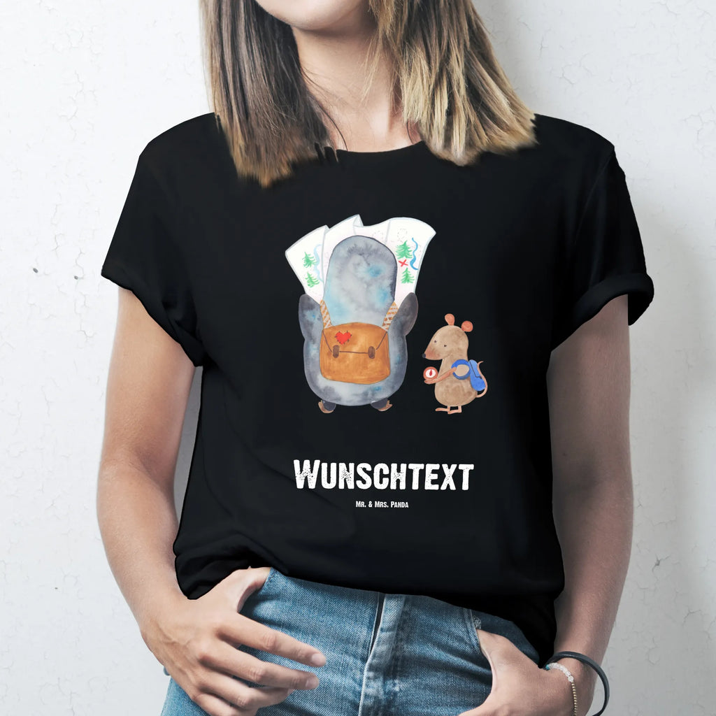 Rozmiar L Personalizowana koszulka Pingwin i Mysz Wędrowcy T-Shirt mit Aufruck, T-Shirt mit Namen, Bedrucken, T-Shirt Personalisiert, Wunschtext, Pinguin, Abenteurer, Roadtrip, Pinguine, Ausflug, Abenteuer, Wandern, Wanderlust