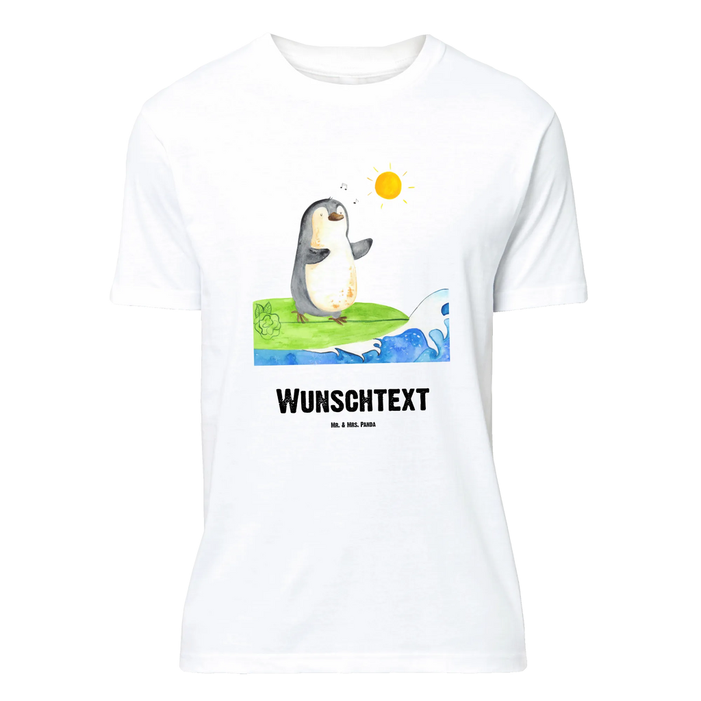 Personalisiertes T-Shirt Pinguin Surfer T-Shirt Personalisiert, Wunschtext, Bedrucken, T-Shirt mit Aufruck, Männer, Frauen, T-Shirt mit Namen, Pinguin, Pinguine, Urlaub, Wellen, Surfer, Portugal, Hawaii, Wellen reiten, surfen