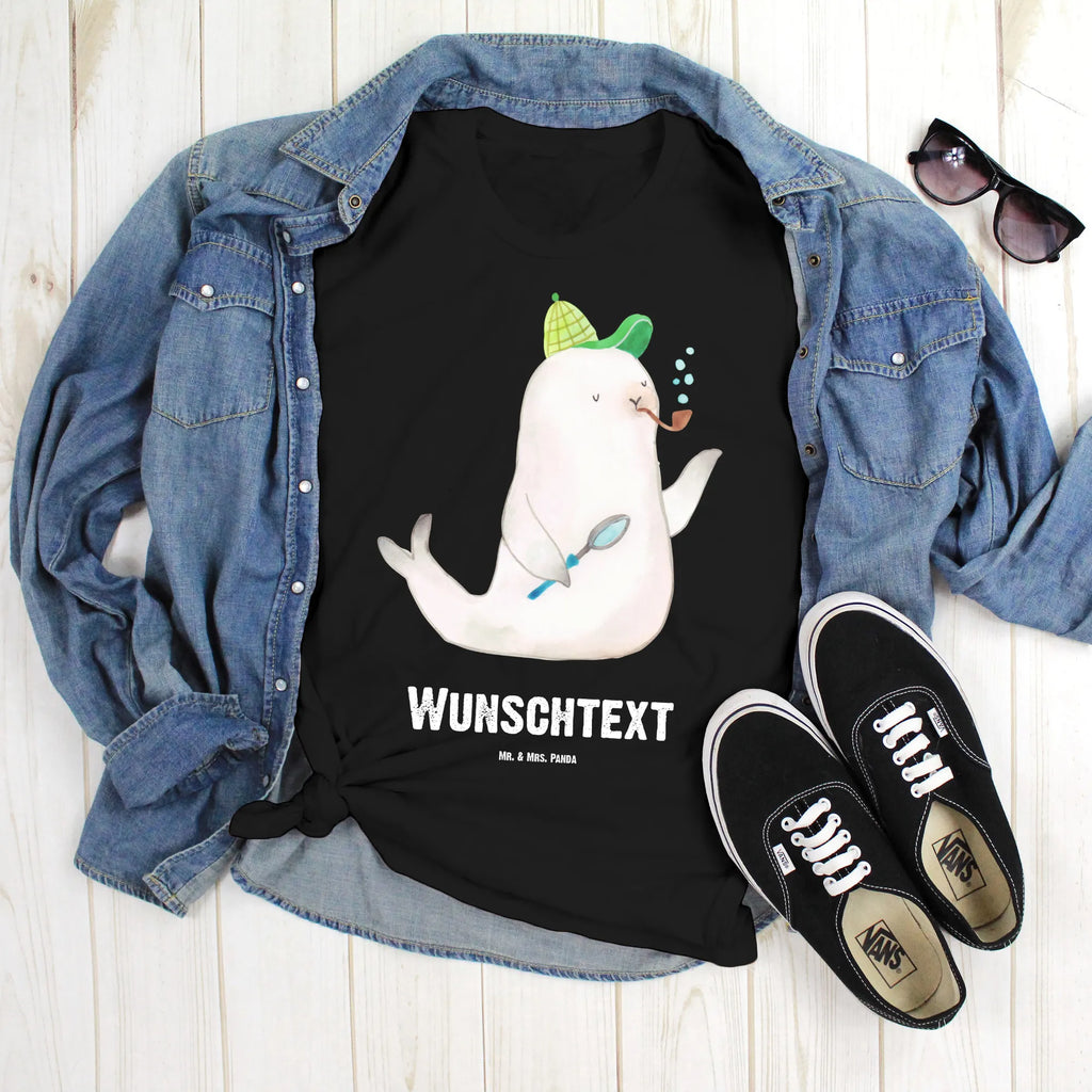 Personalisiertes T-Shirt Robbe Sherlock T-Shirt Personalisiert, Wunschtext, Bedrucken, T-Shirt mit Namen, T-Shirt mit Aufruck, Lustige Sprüche, Gute Laune, Tiere, Tiermotive