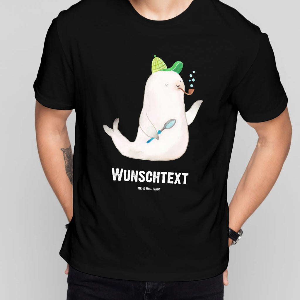 Personalisiertes T-Shirt Robbe Sherlock T-Shirt Personalisiert, Wunschtext, Bedrucken, T-Shirt mit Namen, T-Shirt mit Aufruck, Lustige Sprüche, Gute Laune, Tiere, Tiermotive