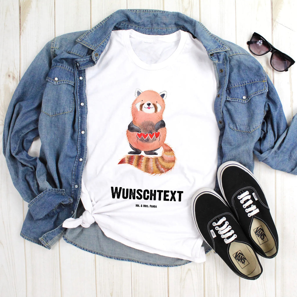 Rozmiar L Personalizowana koszulka Czerwony Panda T-Shirt mit Namen, Bedrucken, T-Shirt mit Aufruck, T-Shirt Personalisiert, Wunschtext, Lustige Sprüche, Gute Laune, Tiere, Tiermotive, Herz, Lieblingsmensch, Liebling, Rot, Liebe, Panda
