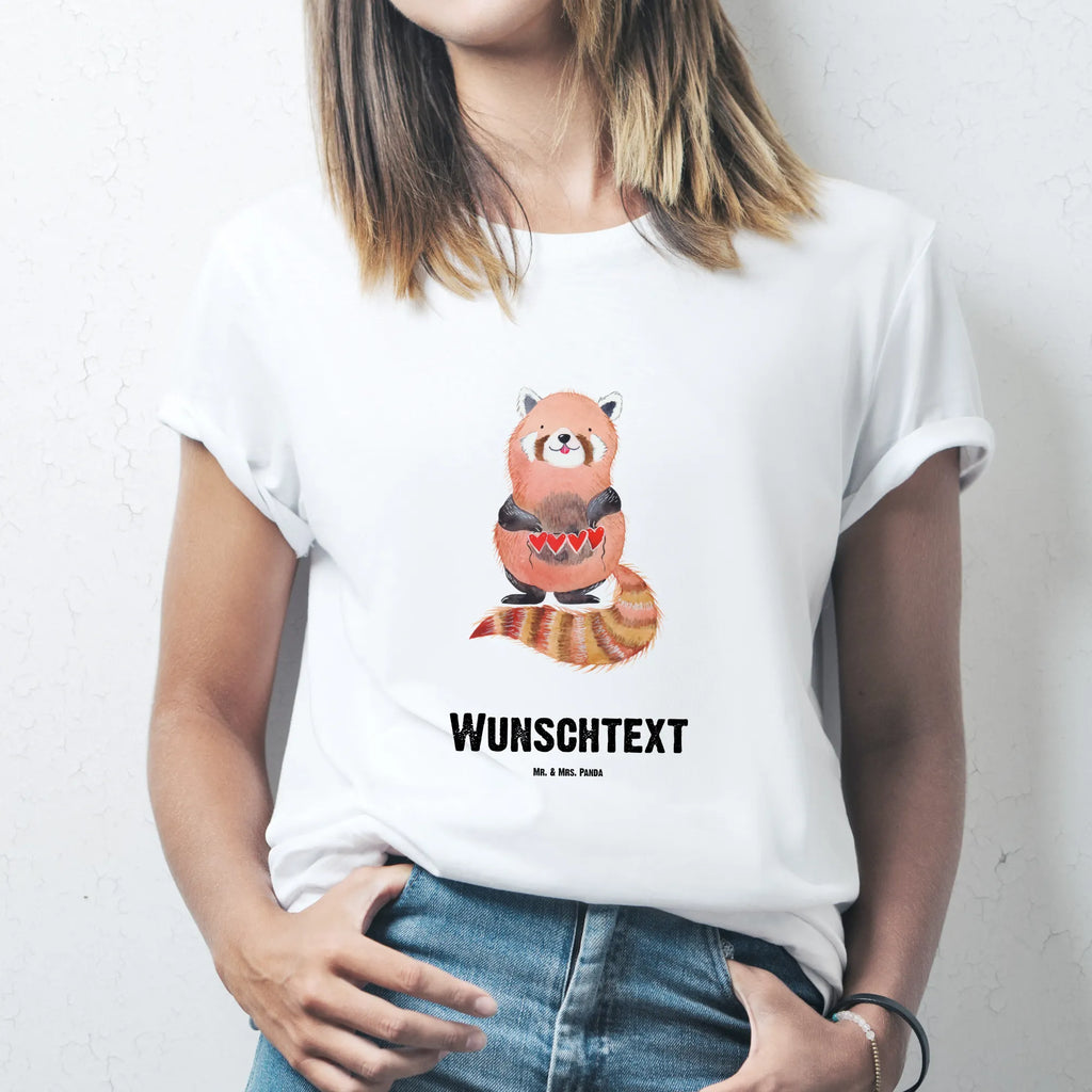 Rozmiar L Personalizowana koszulka Czerwony Panda T-Shirt mit Namen, Bedrucken, T-Shirt mit Aufruck, T-Shirt Personalisiert, Wunschtext, Lustige Sprüche, Gute Laune, Tiere, Tiermotive, Herz, Lieblingsmensch, Liebling, Rot, Liebe, Panda