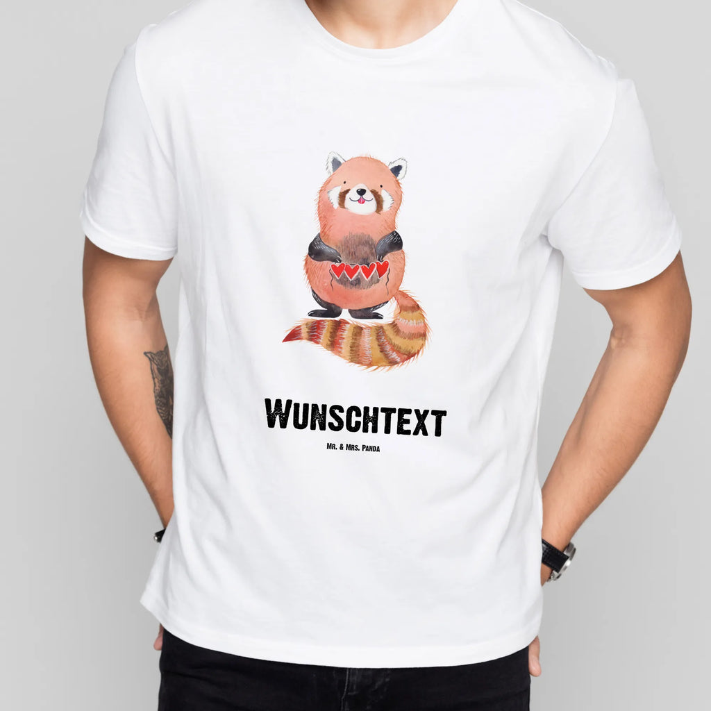 Rozmiar L Personalizowana koszulka Czerwony Panda T-Shirt mit Namen, Bedrucken, T-Shirt mit Aufruck, T-Shirt Personalisiert, Wunschtext, Lustige Sprüche, Gute Laune, Tiere, Tiermotive, Herz, Lieblingsmensch, Liebling, Rot, Liebe, Panda