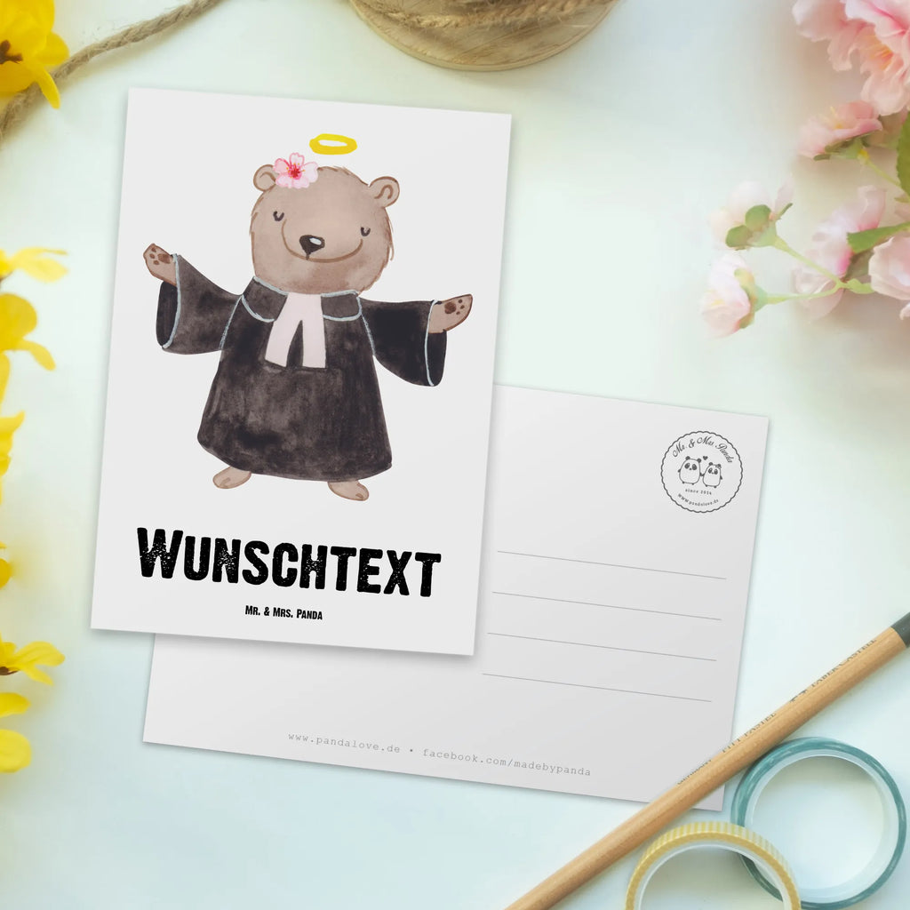 Personalisierte Postkarte Pfarrerin mit Herz Einladung mit Wunschtext, Geschenkkarte mit Wunschtext, Ansichtskarte mit Namen, Grußkarte mit Namen, Geschenkkarte mit Namen, Postkarte personalisierbar, Postkarte mit Wunschtext, Einladung mit Namen, Postkarte bedrucken, Karte mit Wunschtext, Ansichtskarte mit Wunschtext, Karte mit Namen, Postkarte mit Namen, Grußkarte mit Wunschtext, Beruf, Ausbildung, Jubiläum, Abschied, Rente, Kollege, Kollegin, Geschenk, Schenken, Arbeitskollege, Mitarbeiter, Firma, Danke, Dankeschön, Theologin, Dienerin Gottes<br />Geistliche, Predigerin<br />Priesterin, Pfarrerin, Pastorin, Kirche