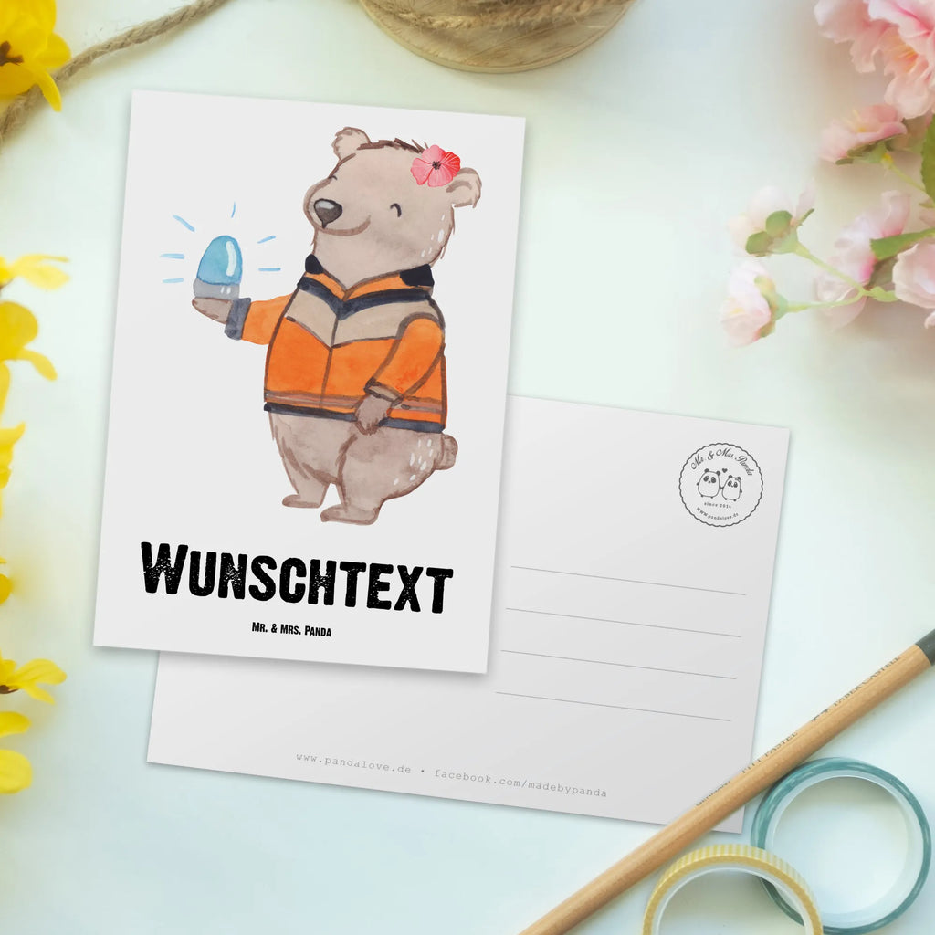 Personalisierte Postkarte Rettungssanitäterin mit Herz Postkarte Bedrucken, Karte mit Wunschtext, Postkarte mit Wunschtext, Postkarte mit Namen, Ansichtskarte mit Wunschtext, Postkarte Personalisierbar, Karte mit Namen, Einladung mit Wunschtext, Ansichtskarte mit Namen, Geschenkkarte mit Namen, Grußkarte mit Wunschtext, Einladung mit Namen, Geschenkkarte mit Wunschtext, Grußkarte mit Namen, Geschenk, Schenken, Jubiläum, Danke, Dankeschön, Beruf, Ausbildung, Abschied, Rente, Kollege, Kollegin, Arbeitskollege, Mitarbeiter, Firma