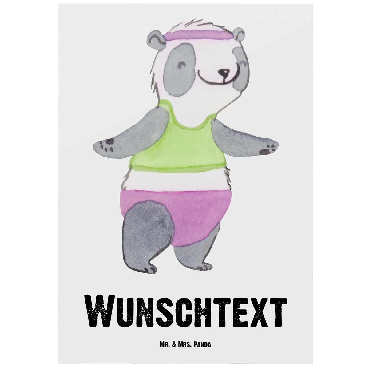 Personalised postcard panda aerobics Gift, sport, hobby, giving, thank you, award, profit, athlete, gym, aerobics fitness, Aerobics