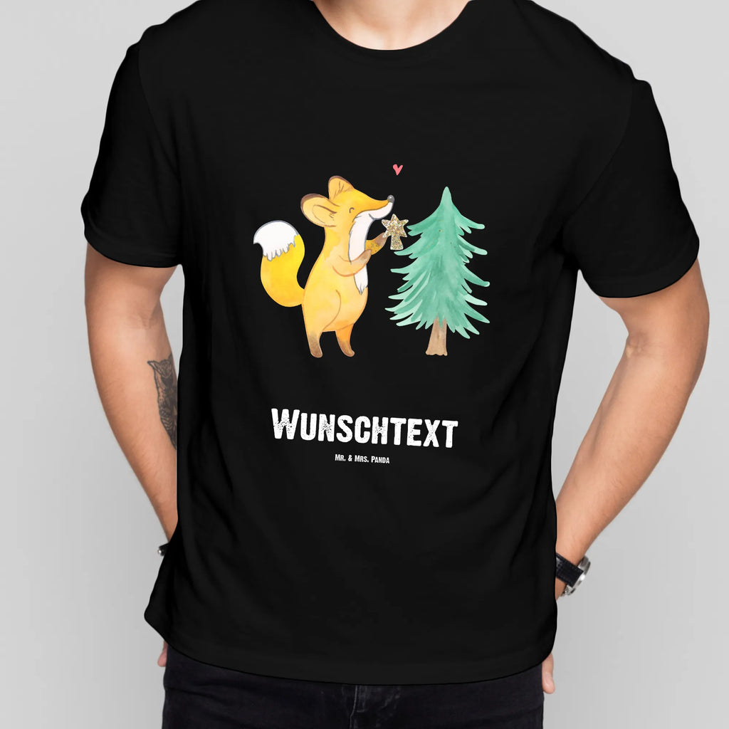 Personalised T-Shirt Fox Christmas tree T-Shirt mit Namen, Wunschtext, T-Shirt Personalisiert, T-Shirt mit Aufruck, Bedrucken, Nikolaus, Weihnachtsdeko, Winter, Heiligabend, Advent, Wintermotiv, Weihnachten, Weihnachtsmann, Fuchs, Weihnachtszeit, Schlittschuh, Weihnachtsdekoration, Weihnachtstage