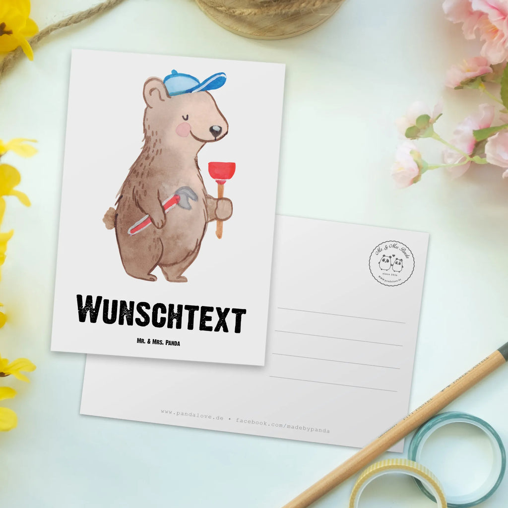 Personalisierte Postkarte Klempner mit Herz Geschenkkarte mit Namen, Ansichtskarte mit Namen, Postkarte mit Namen, Geschenkkarte mit Wunschtext, Einladung mit Namen, Postkarte mit Wunschtext, Einladung mit Wunschtext, Postkarte personalisierbar, Karte mit Wunschtext, Postkarte bedrucken, Grußkarte mit Namen, Grußkarte mit Wunschtext, Ansichtskarte mit Wunschtext, Karte mit Namen, Beruf, Ausbildung, Jubiläum, Abschied, Rente, Kollege, Kollegin, Geschenk, Schenken, Arbeitskollege, Mitarbeiter, Firma, Danke, Dankeschön, Gesellenprüfung, Bauklempner, Handwerker, Klempner, Installateur, Fachbetrieb, Sanitärinstallationen, Meister