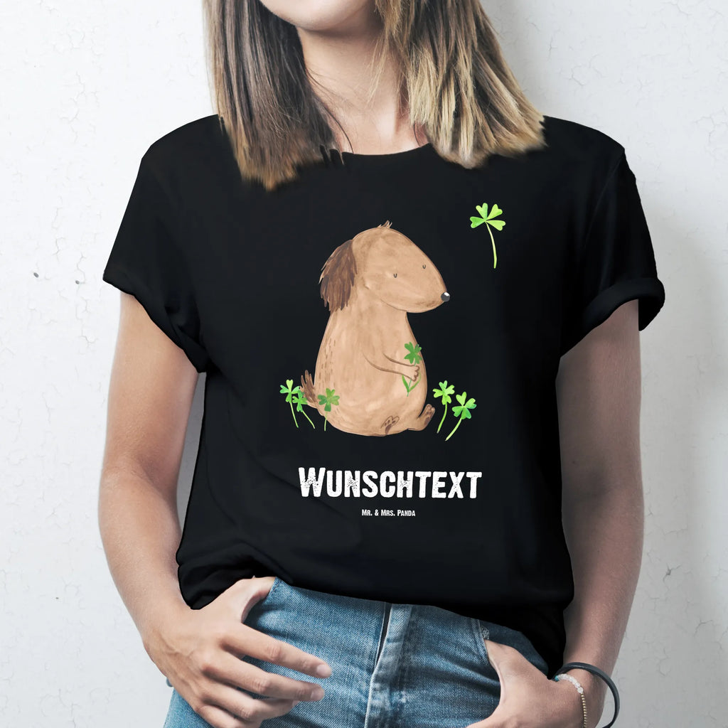 Rozmiar L Personalizowana koszulka pies koniczyna T-Shirt mit Namen, T-Shirt mit Aufruck, Männer, Frauen, Wunschtext, Bedrucken, T-Shirt Personalisiert, Hundemotiv, Hund, Haustier, Tierliebhaber, Sprüche, Hunderasse, Hundebesitzer, Glück, Glücksbringer, Neuanfang, Tagträume, Kleeblatt, Motivation, Geschenk, Selbstliebe, Achtsamkeit