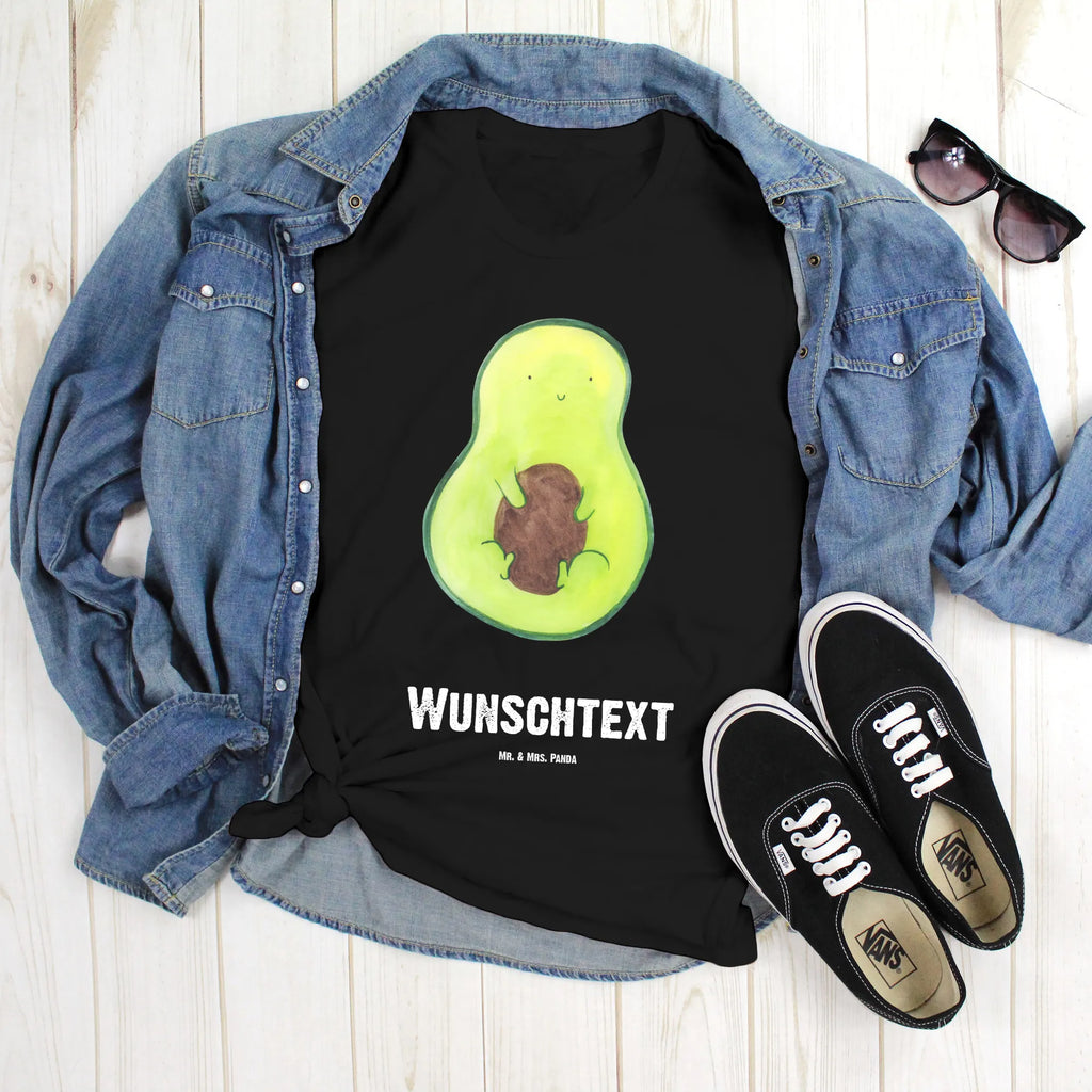 Personalisiertes T-Shirt Avocado mit Kern T-Shirt mit Namen, Wunschtext, Bedrucken, T-Shirt mit Aufruck, T-Shirt Personalisiert, Veggie, Vegan, Avocado, Gesund, Avocadokern, Spruch Leben, Pflanze, Avokado, Kern