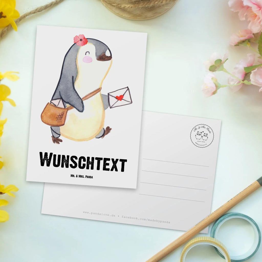 Personalisierte Postkarte Postbotin mit Herz Einladung mit Wunschtext, Postkarte bedrucken, Karte mit Namen, Einladung mit Namen, Ansichtskarte mit Namen, Geschenkkarte mit Wunschtext, Geschenkkarte mit Namen, Postkarte personalisierbar, Grußkarte mit Wunschtext, Grußkarte mit Namen, Postkarte mit Namen, Postkarte mit Wunschtext, Karte mit Wunschtext, Ansichtskarte mit Wunschtext, Beruf, Ausbildung, Jubiläum, Abschied, Rente, Kollege, Kollegin, Geschenk, Schenken, Arbeitskollege, Mitarbeiter, Firma, Danke, Dankeschön, Briefzustellerin, Postbotin, Briefträgerin, Postlerin