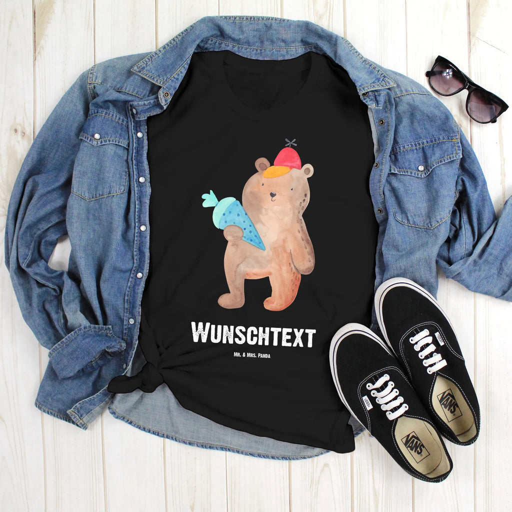 Rozmiar L Personalizowana koszulka Niedźwiedź Torebka szkolna Bedrucken, T-Shirt Personalisiert, T-Shirt mit Namen, Frauen, Wunschtext, Männer, T-Shirt mit Aufruck, Bär, Teddy, Teddybär, Bär Motiv, Schulanfang, Schultüte, Erster Schultag Geschenk, Grundschule, Schulbeginn, Schule Geschenk, Einschulung Geschenk