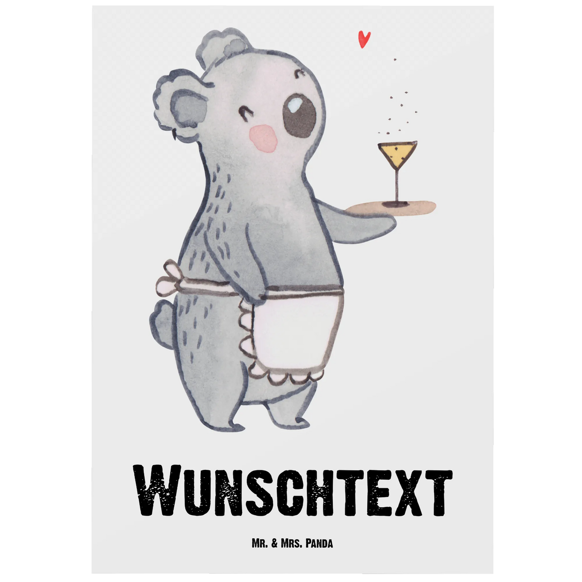 Personalised postcard Waitress heart gift, gift idea, best, farewell gift, passing exam, anniversary, retirement, promotion, job start, sayings, funny, profession