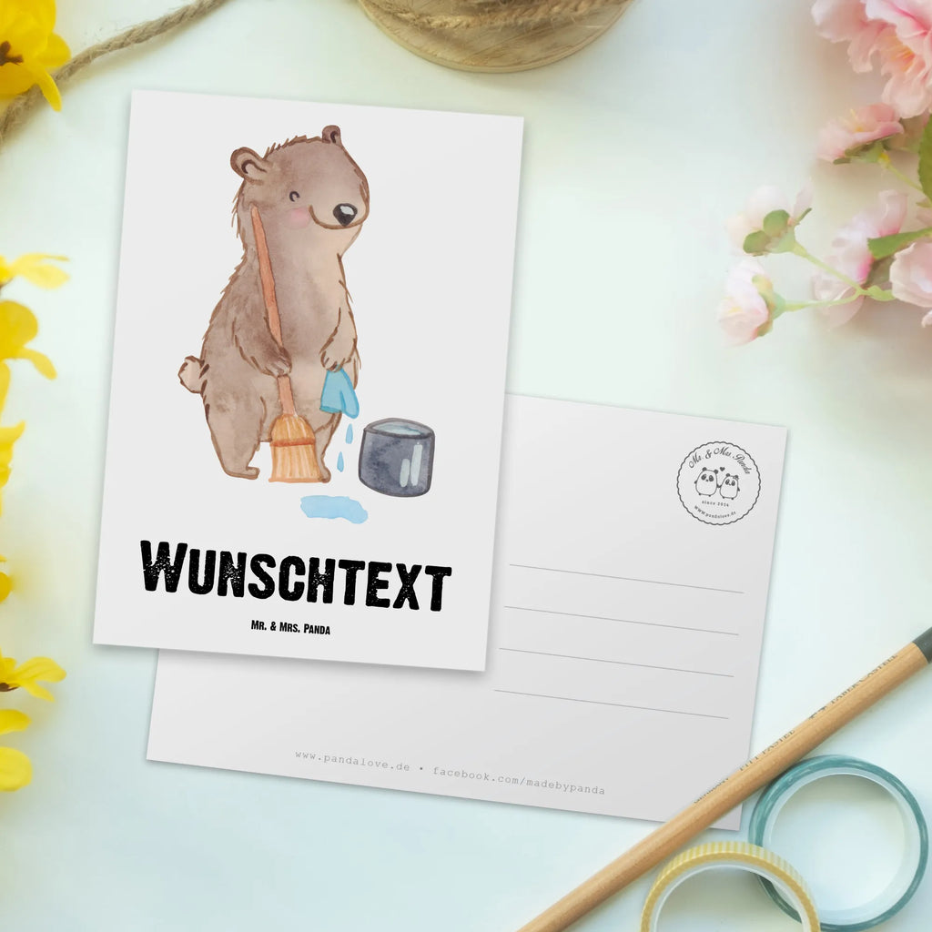 Personalised postcard cleaning lady heart gift, gift idea, best, farewell gift, passing exam, anniversary, retirement, promotion, job start, sayings, funny, profession