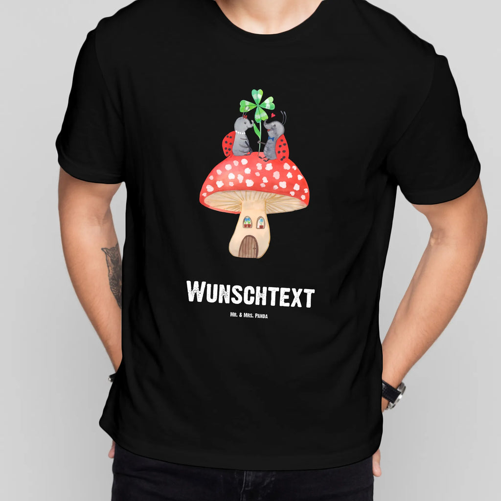 Personalised T-Shirt ladybug toadstool T-Shirt mit Namen, Wunschtext, Bedrucken, T-Shirt mit Aufruck, T-Shirt Personalisiert, Lustige Sprüche, Gute Laune, Tiere, Tiermotive, Marienkäfer, Wohnung, Haus, Zuhause, Fliegenpilz, Fleigenpilzhaus