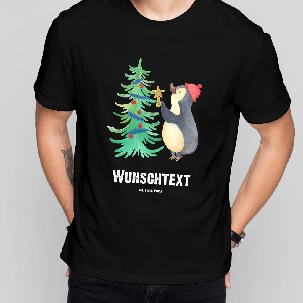 Rozmiar L Personalizowana koszulka Pingwin choinka Bedrucken, T-Shirt mit Aufruck, T-Shirt Personalisiert, Wunschtext, T-Shirt mit Namen, Nikolaus, Weihnachtsdeko, Winter, Heiligabend, Advent, Wintermotiv, Weihnachten, Pinguin
