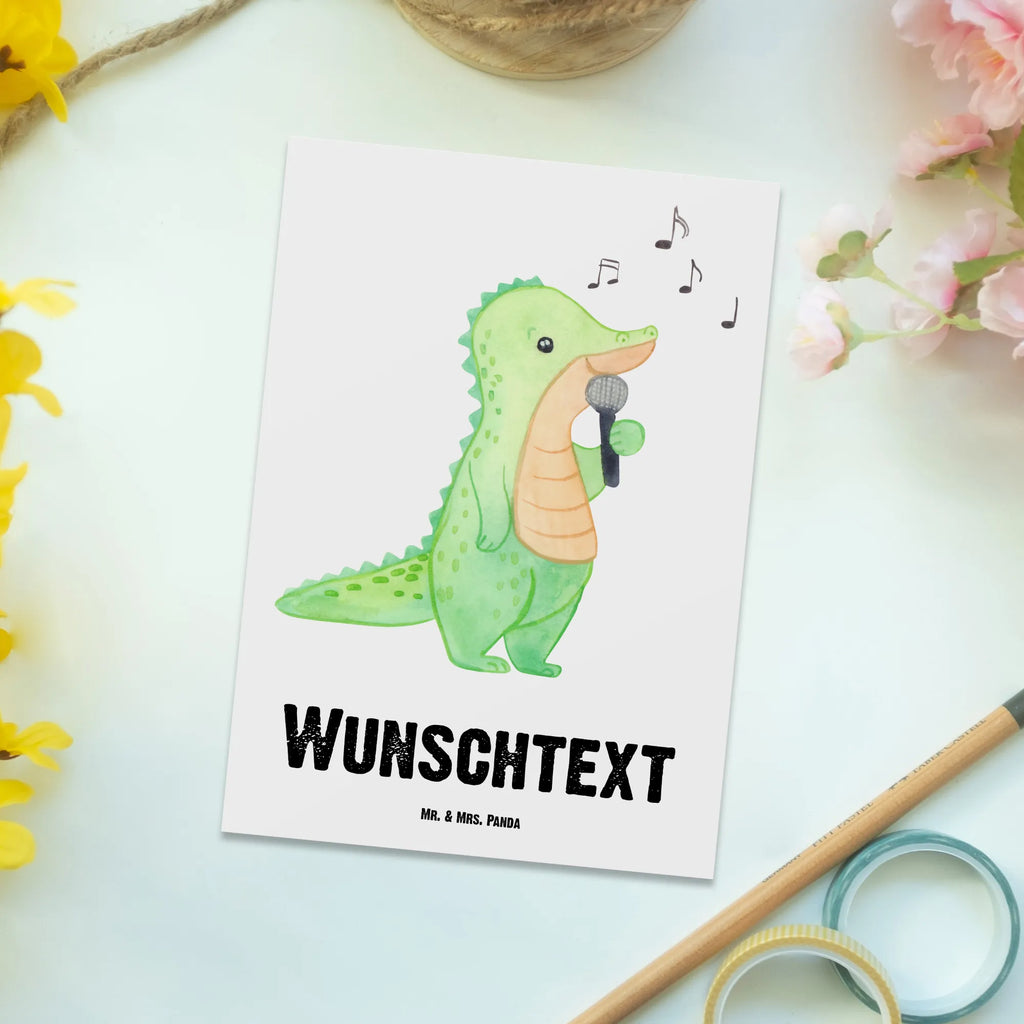 Personalised postcard crocodile To sing Gift, sport, hobby, giving, thank you, award, profit, athlete, band, live performance, vocals, hobby singers, Singing