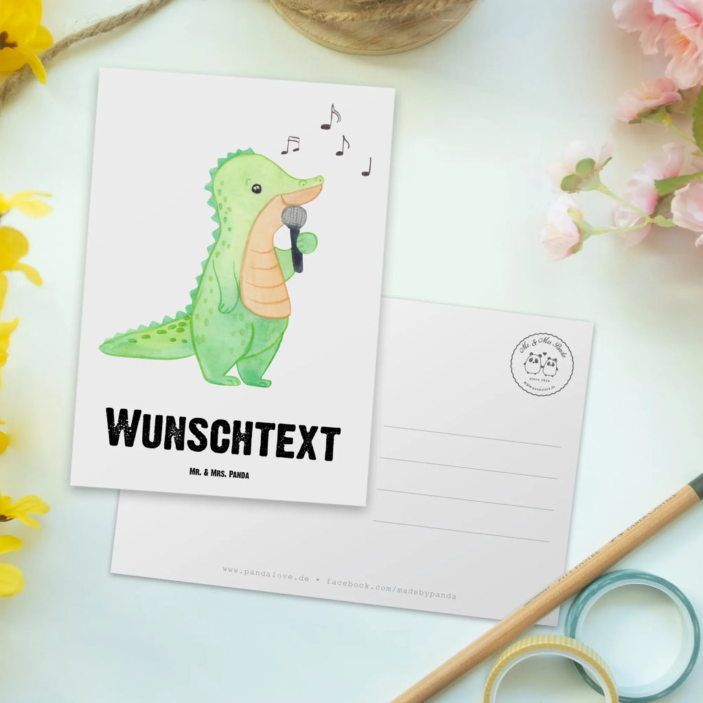 Personalised postcard crocodile To sing Gift, sport, hobby, giving, thank you, award, profit, athlete, band, live performance, vocals, hobby singers, Singing