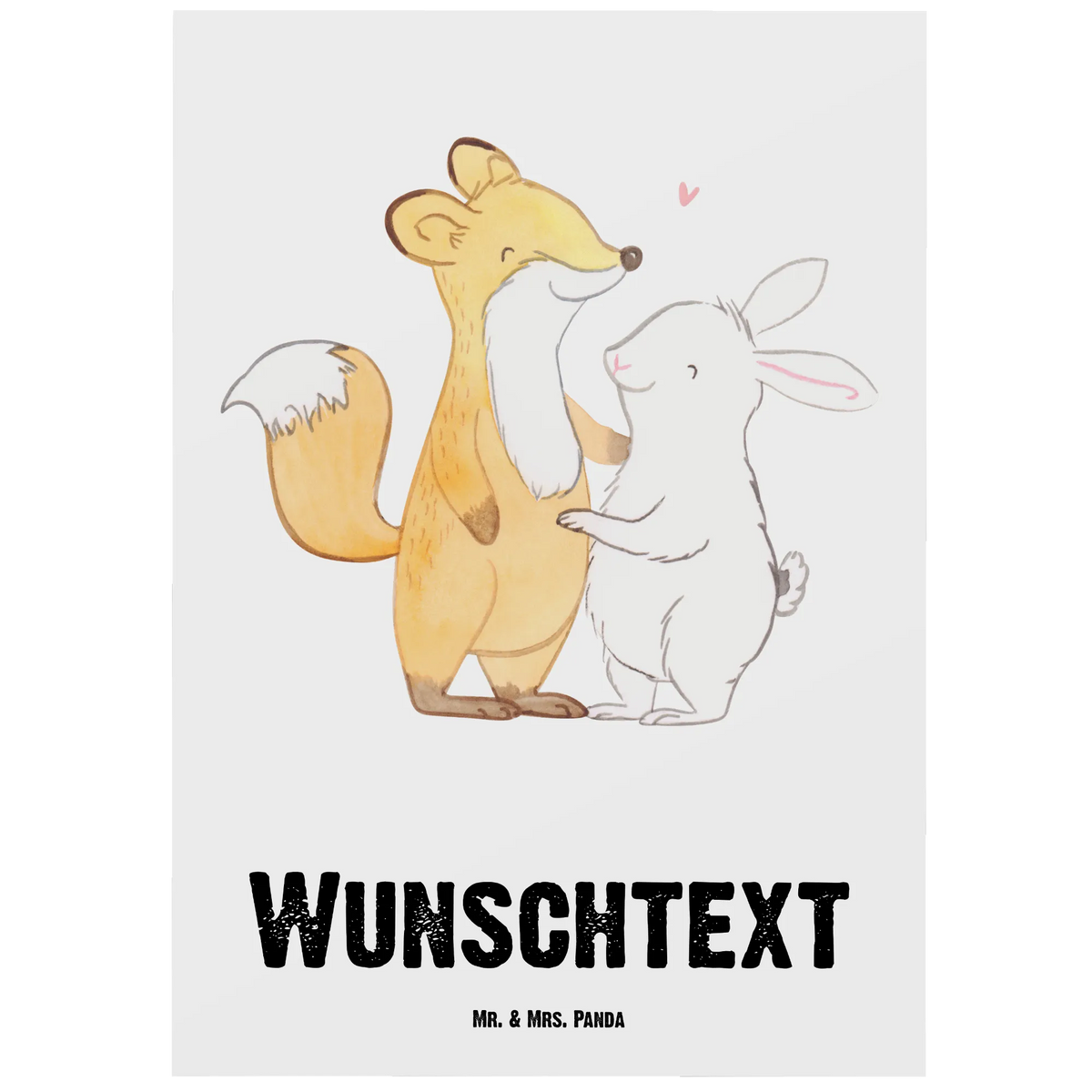 Personalised postcard fox rabbit meet friends Gift, giving, thank you, award, profit, athlete, meet friends