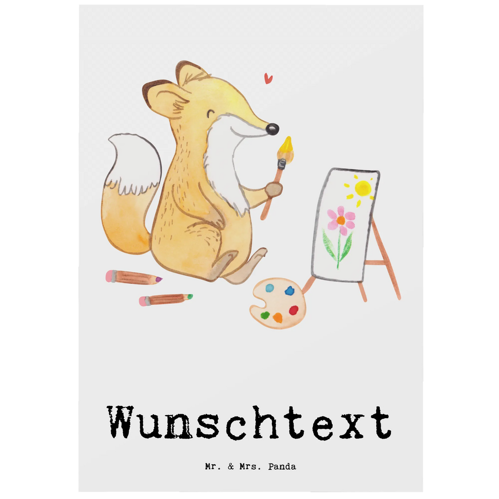 Personalised postcard Fox To paint Gift, sport, hobby, giving, thank you, award, profit, athlete, Painting, drawing, hobby artist, artist