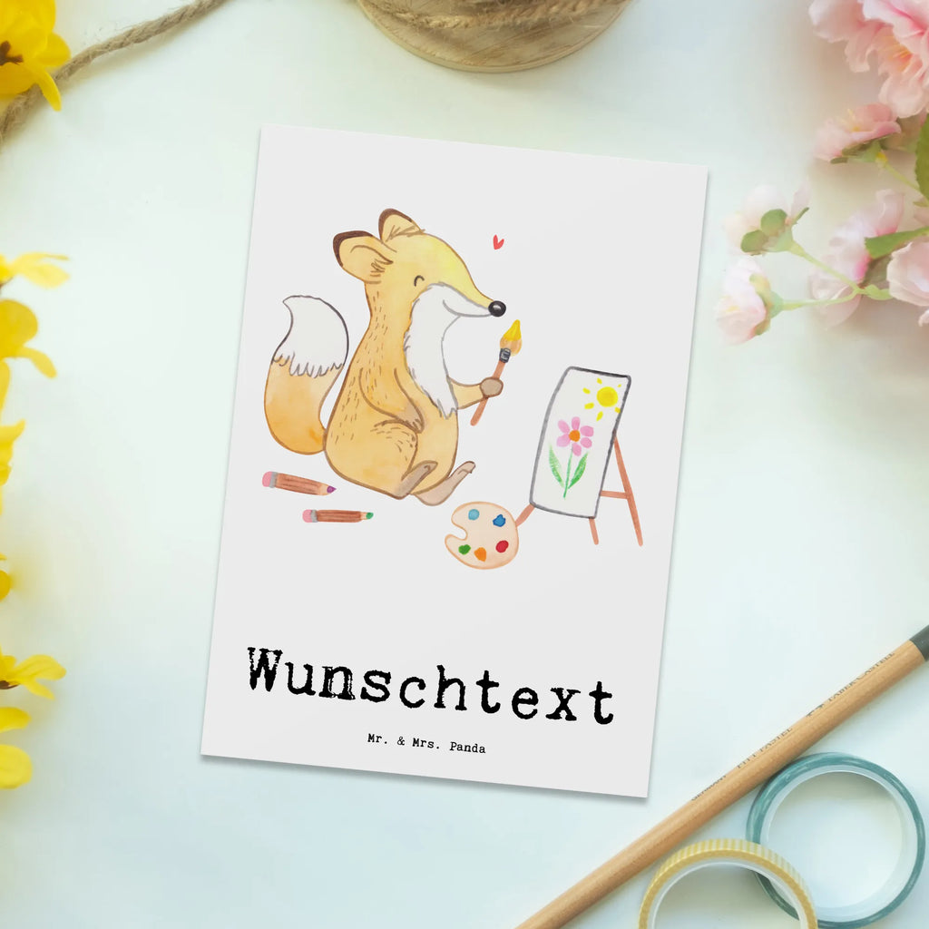 Personalised postcard Fox To paint Gift, sport, hobby, giving, thank you, award, profit, athlete, Painting, drawing, hobby artist, artist