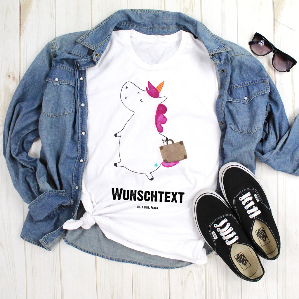 Personalisiertes T-Shirt Einhorn Koffer Bedrucken, T-Shirt mit Namen, T-Shirt Personalisiert, Wunschtext, T-Shirt mit Aufruck, Einhorn Deko, Unicorn, Einhorn, Einhörner, Erwachsen, Verreisen, Lustig, Kind, Abenteuer, Koffer, Witzig, Reise, Gepäck, Albern, Spaß