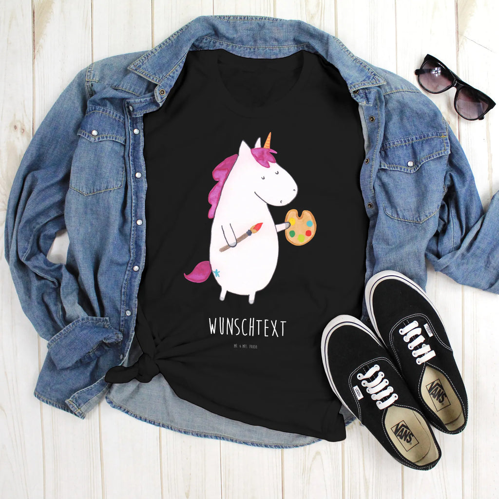 Personalised T-Shirt unicorn Artist Bedrucken, T-Shirt mit Namen, T-Shirt mit Aufruck, Wunschtext, T-Shirt Personalisiert, Einhorn Deko, Unicorn, Einhorn, Einhörner, Maler, Farbe, Geschenk, Pinsel, Englisch, Artist, Zeichnen, Welt, Malen, Künstler, Stift