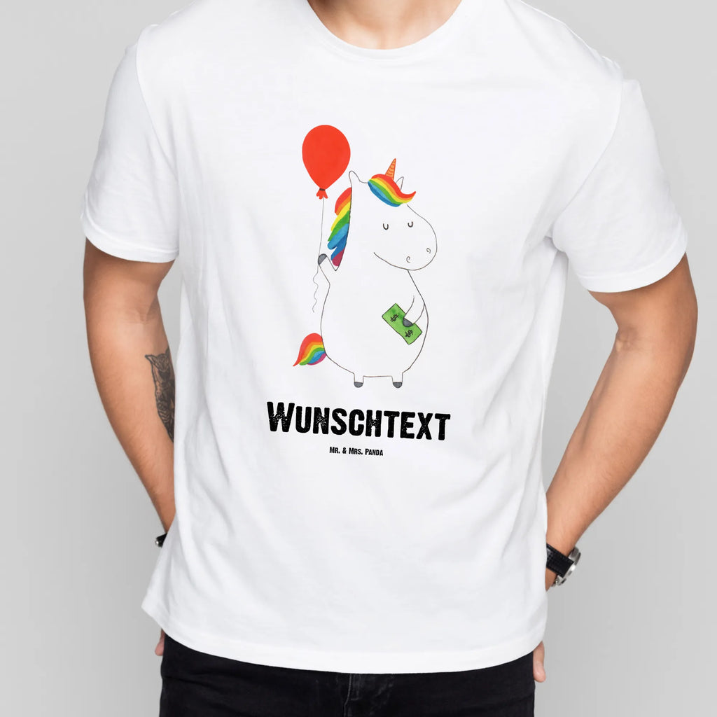 Rozmiar L Personalizowana koszulka Jednorożec Balon T-Shirt mit Aufruck, Bedrucken, Wunschtext, T-Shirt Personalisiert, T-Shirt mit Namen, Einhorn Deko, Unicorn, Einhorn, Einhörner, Geld, Lebenslust, Freude, Luftballon, Freundin, Geschenk
