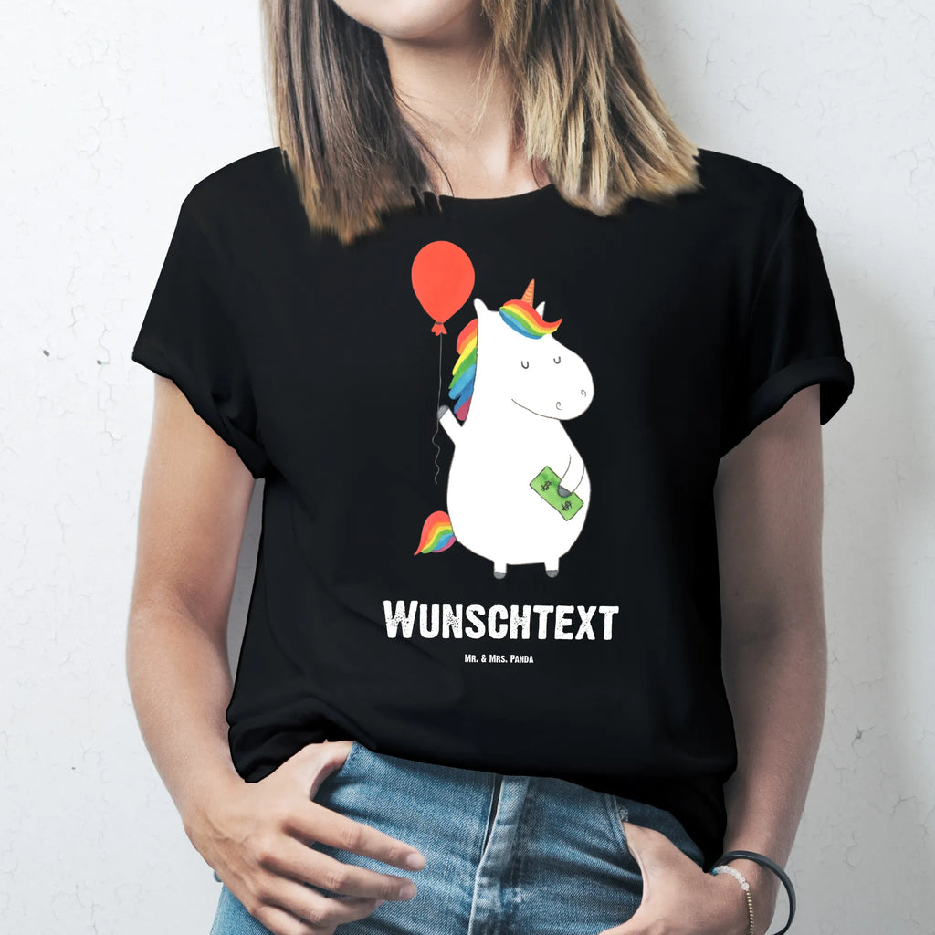 Rozmiar L Personalizowana koszulka Jednorożec Balon T-Shirt mit Aufruck, Bedrucken, Wunschtext, T-Shirt Personalisiert, T-Shirt mit Namen, Einhorn Deko, Unicorn, Einhorn, Einhörner, Geld, Lebenslust, Freude, Luftballon, Freundin, Geschenk