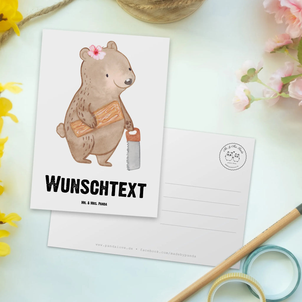Personalisierte Postkarte Schreinerin mit Herz Postkarte bedrucken, Postkarte mit Wunschtext, Ansichtskarte mit Wunschtext, Einladung mit Wunschtext, Grußkarte mit Wunschtext, Karte mit Wunschtext, Grußkarte mit Namen, Karte mit Namen, Geschenkkarte mit Wunschtext, Geschenkkarte mit Namen, Ansichtskarte mit Namen, Postkarte personalisierbar, Einladung mit Namen, Postkarte mit Namen, Beruf, Ausbildung, Jubiläum, Abschied, Rente, Kollege, Kollegin, Geschenk, Schenken, Arbeitskollege, Mitarbeiter, Firma, Danke, Dankeschön