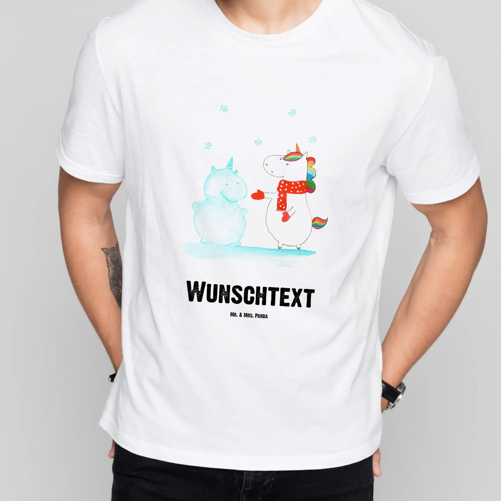 Personalised T-Shirt unicorn snowman T-Shirt mit Namen, Wunschtext, Bedrucken, T-Shirt mit Aufruck, T-Shirt Personalisiert, Einhorn Deko, Unicorn, Einhorn, Einhörner, Winter, Schneemann, X-Mas, Schnee, kalt, Handschuhe, Weihnachten, Mütze, Kuchen