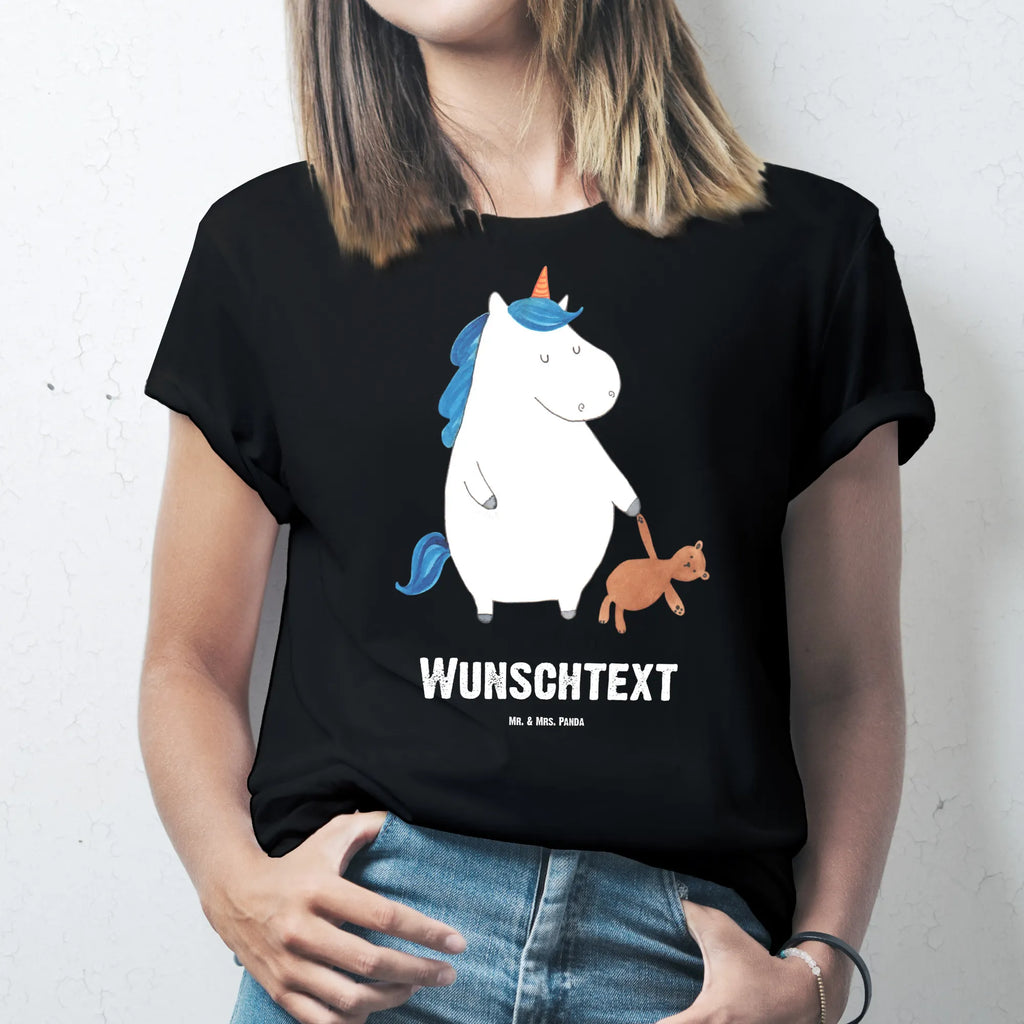 Personalised T-Shirt unicorn teddy Wunschtext, Bedrucken, T-Shirt Personalisiert, T-Shirt mit Aufruck, T-Shirt mit Namen, Einhorn Deko, Unicorn, Einhorn, Einhörner, Freundin, Singleleben, Single, Bett, Gute Nacht, schlafen, Träumen