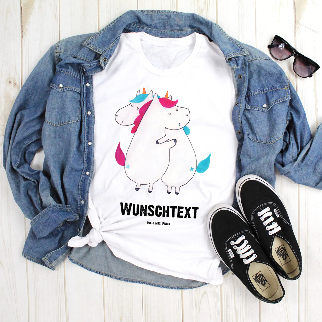 Personalised T-Shirt unicorns Embrace T-Shirt Personalisiert, Bedrucken, T-Shirt mit Namen, Wunschtext, T-Shirt mit Aufruck, Einhorn Deko, Unicorn, Einhorn, Einhörner, Liebe, Familie, BFF, Schwester, Schwestern, Freundinnen, Geschwister, Freundin, Sister