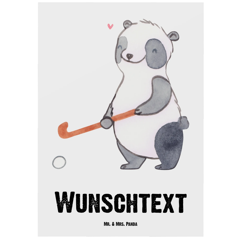 Personalised postcard panda play hockey Gift, sport, hobby, giving, thank you, award, profit, athlete, field hockey, hockey stick, hockey club, Play hockey