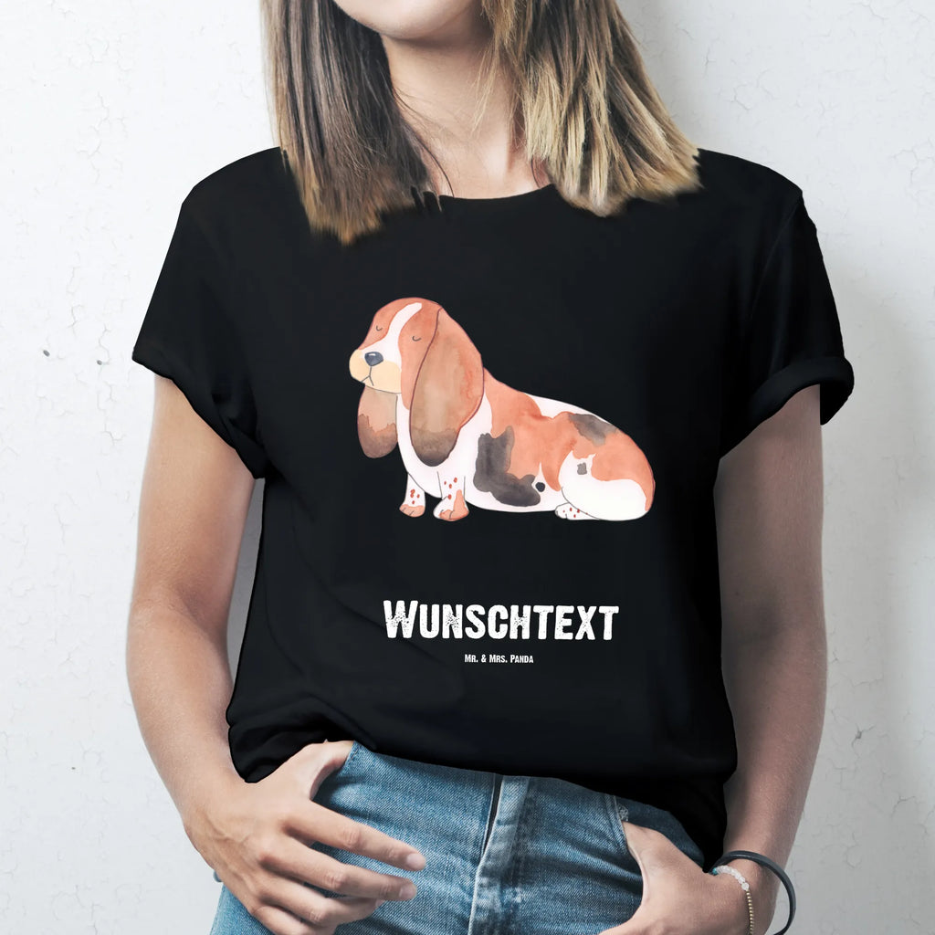 Rozmiar L Personalizowana koszulka pies Basset Hound T-Shirt mit Namen, T-Shirt mit Aufruck, T-Shirt Personalisiert, Bedrucken, Wunschtext, Hundemotiv, Hund, Haustier, Tierliebhaber, Sprüche, Hunderasse, Hundebesitzer, Hundeliebe, Basset, Kinderlos, Basset Hound