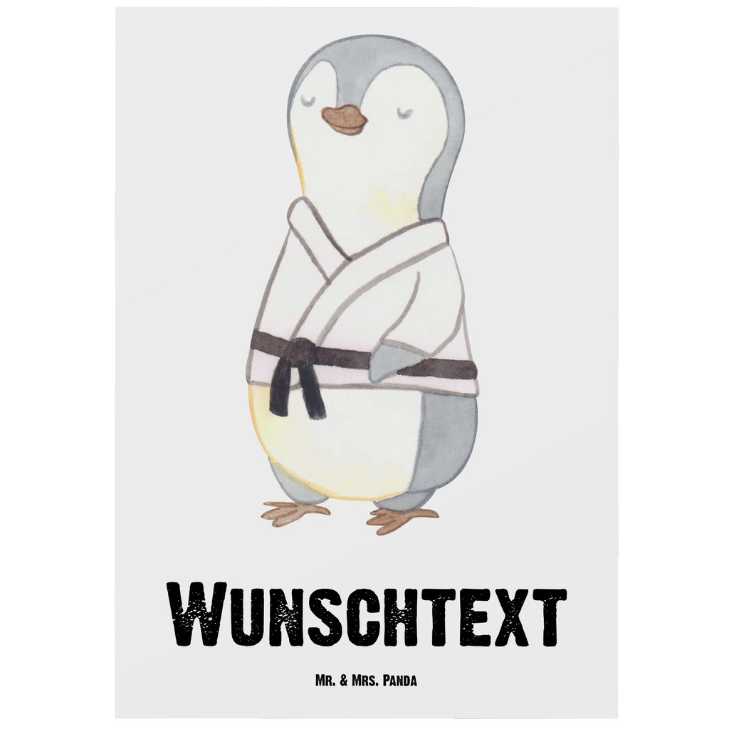 Personalised postcard penguin karate Gift, sport, hobby, giving, thank you, award, profit, athlete, self defense, Karate, martial arts, karate club