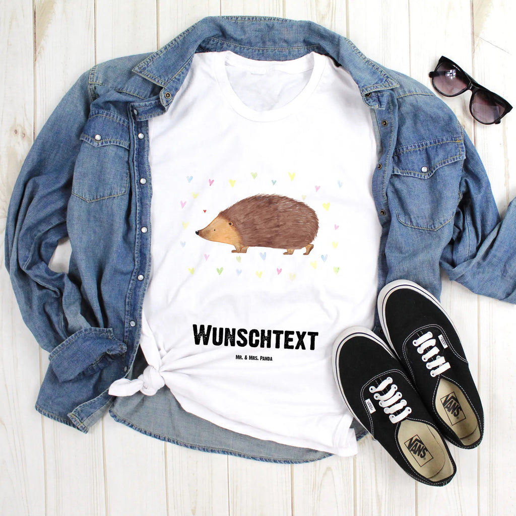 Personalised T-Shirt Hedgehog hearts T-Shirt mit Namen, T-Shirt mit Aufruck, Bedrucken, T-Shirt Personalisiert, Wunschtext, Lustige Sprüche, Gute Laune, Tiere, Tiermotive, Kuss, Liebe, Igel, Leben, Herz, Herzen, Vertrauen