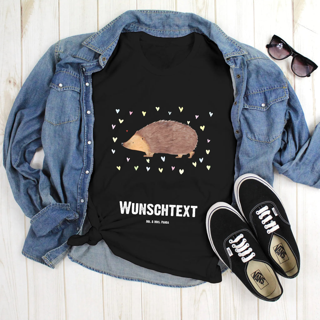 Personalised T-Shirt Hedgehog hearts T-Shirt mit Namen, T-Shirt mit Aufruck, Bedrucken, T-Shirt Personalisiert, Wunschtext, Lustige Sprüche, Gute Laune, Tiere, Tiermotive, Kuss, Liebe, Igel, Leben, Herz, Herzen, Vertrauen