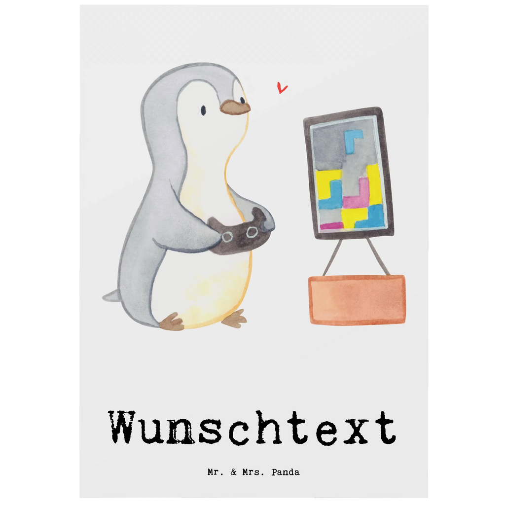 Personalisierte Postkarte Pinguin Zocken Einladung mit Wunschtext, Postkarte bedrucken, Ansichtskarte mit Wunschtext, Grußkarte mit Namen, Grußkarte mit Wunschtext, Geschenkkarte mit Namen, Geschenkkarte mit Wunschtext, Karte mit Wunschtext, Postkarte personalisierbar, Postkarte mit Wunschtext, Postkarte mit Namen, Ansichtskarte mit Namen, Einladung mit Namen, Karte mit Namen, Geschenk, Sport, Sportart, Hobby, Schenken, Danke, Dankeschön, Auszeichnung, Gewinn, Sportler, Zocken, Videospiele, Videogames, Gaming