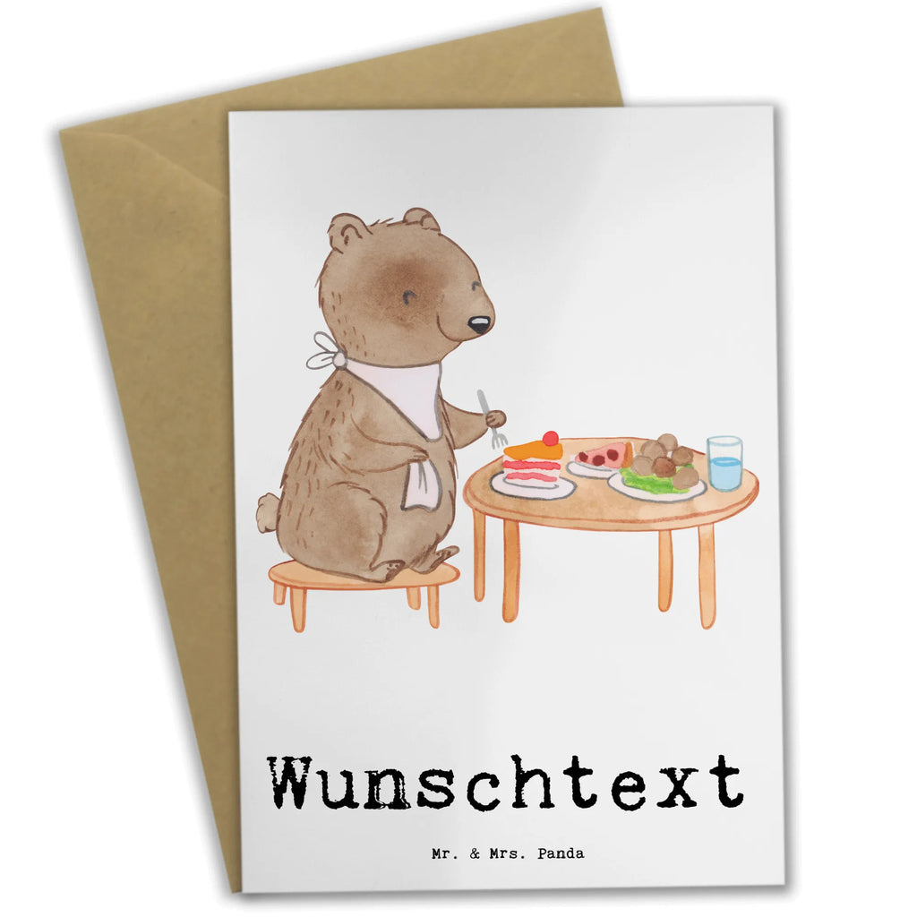 Personalised greetings card bear to eat out Gift, sport, hobby, giving, thank you, award, profit, athlete, restaurant, Eating out, eating out, dining out