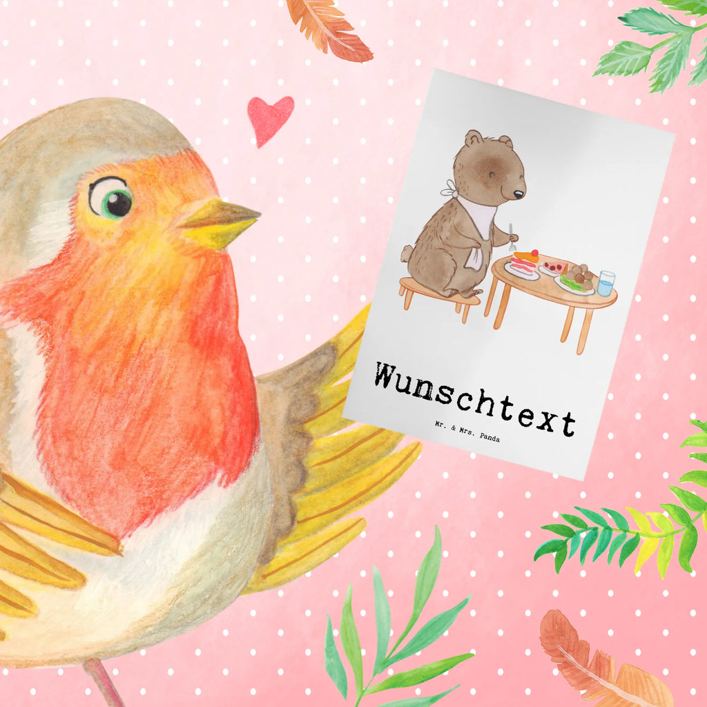 Personalised greetings card bear to eat out Gift, sport, hobby, giving, thank you, award, profit, athlete, restaurant, Eating out, eating out, dining out