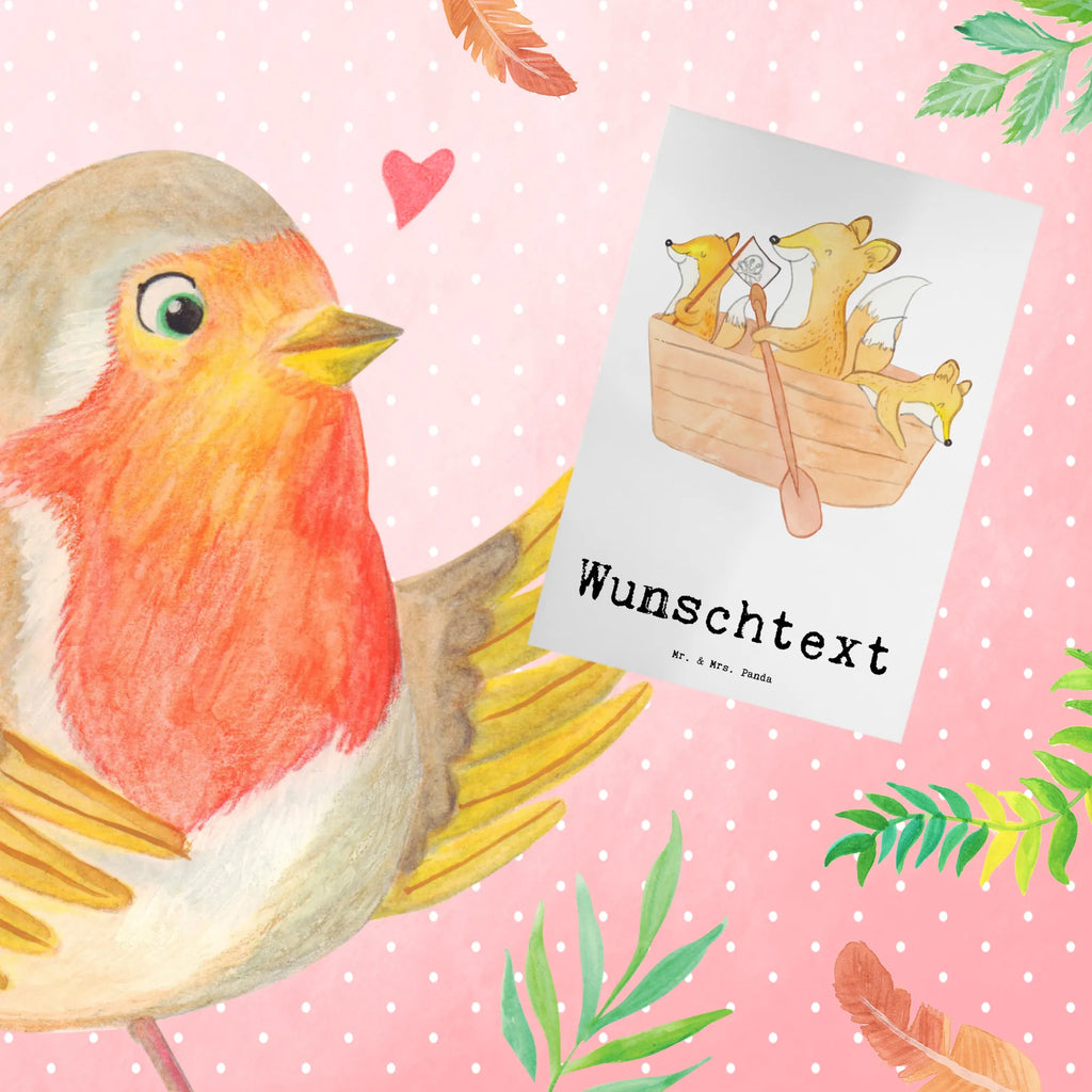 Personalised greetings card Fox Canoeing Gift, sport, hobby, giving, thank you, award, profit, athlete, canoe school, canoe tour, canoe rental, paddling tour, Canoeing