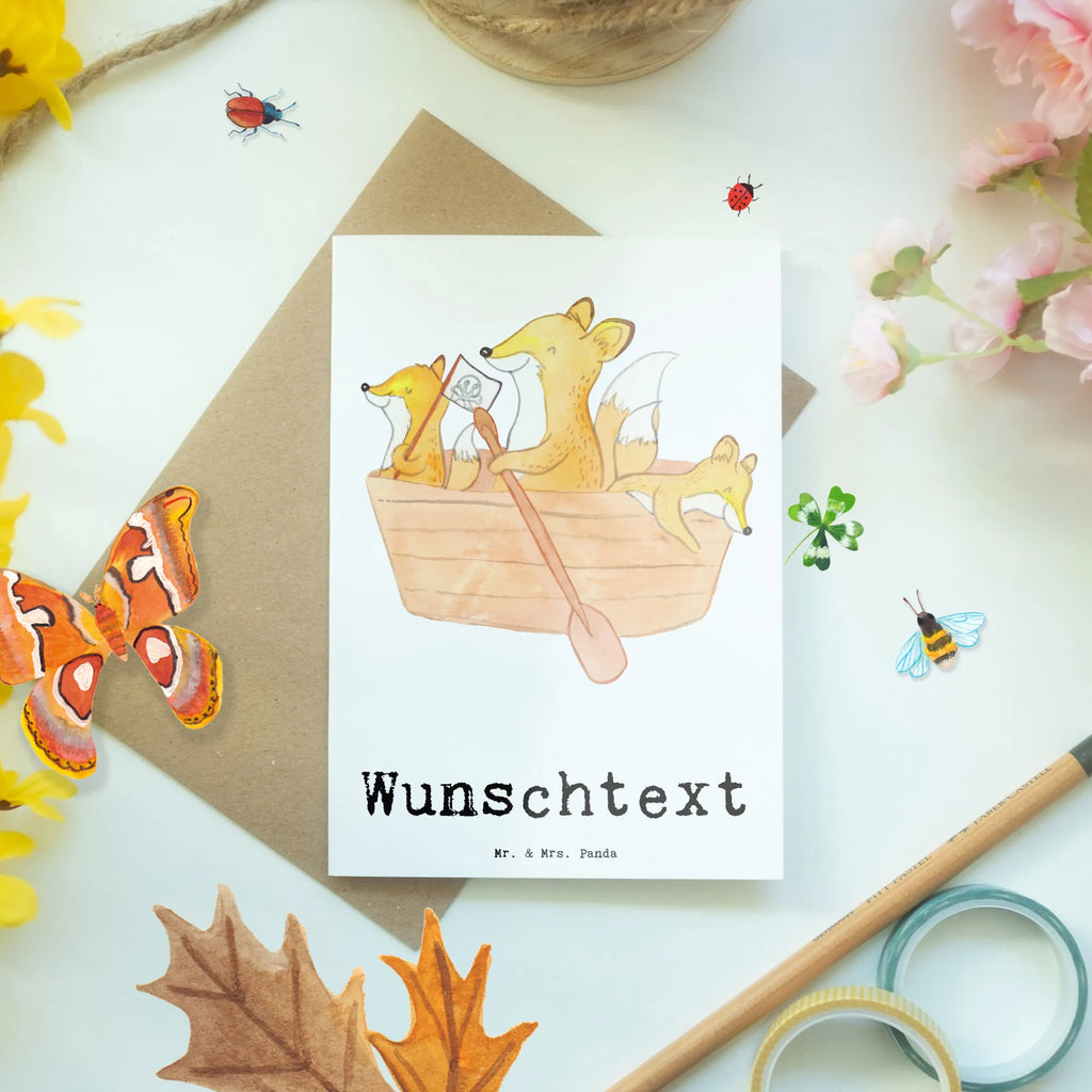 Personalised greetings card Fox Canoeing Gift, sport, hobby, giving, thank you, award, profit, athlete, canoe school, canoe tour, canoe rental, paddling tour, Canoeing